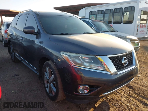 2014 Nissan Pathfinder Platinum with VIN 5N1AR2MN4EC731530, listed as a IAAI auction lot 42590194 with 152,269 mi miles and . Bid and sale history available at DreamBid. Image 1.