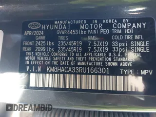 2024 Hyundai Kona N Line with VIN KM8HACA33RU166301, listed as a IAAI auction lot 41311648 with 489 mi miles. Bid and sale history available at carsss.com. Image 9.