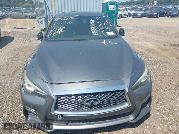 2018 Infiniti Q50 Red Sport 400 with VIN JN1FV7AP7JM461628, listed as a IAAI auction lot 42622062 with 58,561 mi miles and . Bid and sale history available at DreamBid. Image 12.