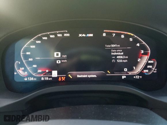 2021 BMW X4 M z VIN 5YMUJ0C00M9F77102, wystawiony jako Copart lot #59472373 z przebiegiem 5 041 mil mil oraz . Historia ofert i sprzedaży dostępna na DreamBid. Obrazek 8.