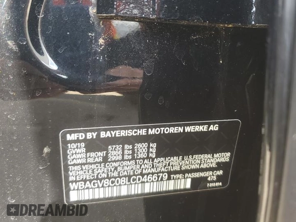 2020 BMW 8 Series M850i z VIN WBAGV8C08LCD46679, wystawiony jako Copart lot #56163785 z przebiegiem Nie podano mil oraz Czysty tytuł • Clean title. Historia ofert i sprzedaży dostępna na DreamBid. Obrazek 12.