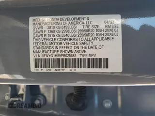 2023 Honda Pilot Elite z VIN 5FNYG1H89PB025683, wystawiony jako Copart lot #43177495 z przebiegiem Nie podano mil oraz Szkoda całkowita • Salvage title. Historia ofert i sprzedaży dostępna na DreamBid. Obrazek 15.