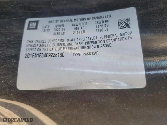 2014 Chevrolet Camaro LS with VIN 2G1FA1E34E9226130, listed as a Copart auction lot 46593375 with 195,410 mi miles and Salvage Title. Bid and sale history available at carsss.com. Image 15.