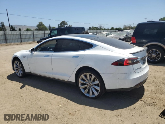 2013 Tesla Model S with VIN 5YJSA1AG9DFP13722, listed as a Copart auction lot 55988075 with 155,575 mi miles and Salvage Title. Bid and sale history available at DreamBid. Image 2.