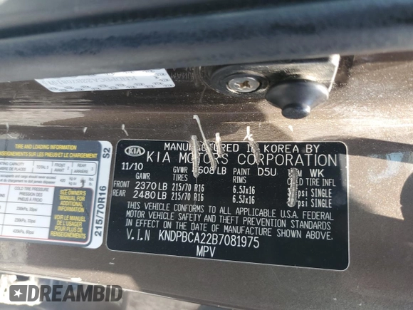 2011 Kia Sportage LX с VIN KNDPBCA22B7081975, выставлен на аукционе Copart как лот 65411875 с пробегом 201 127 миль миль и Списание • Salvage title. История ставок и продаж доступна на DreamBid. Изображение 13.
