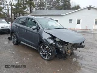 2019 Hyundai Tucson Ultimate with VIN KM8J3CAL8KU065577, listed as a IAAI auction lot 41214267 with 106,975 mi miles. Bid and sale history available at carsss.com. Image 1.