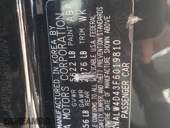 2015 Kia K900 Luxury z VIN KNALW4D43F6019810, wystawiony jako Copart lot #54155565 z przebiegiem 93 210 mil mil oraz Szkody całkowita. Historia ofert i sprzedaży dostępna na DreamBid. Obrazek 12.