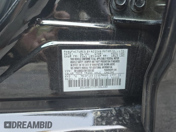 2021 Nissan Sentra SV with VIN 3N1AB8CV7MY306180, listed as a Copart auction lot 62791215 with 71,361 mi miles and Clean title. Bid and sale history available at DreamBid. Image 10.