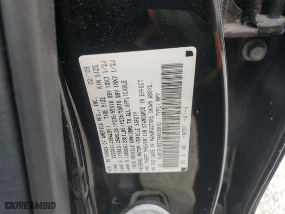 2009 Acura RDX with VIN 5J8TB18279A006910, listed as a Copart auction lot 48317075 with 199,103 mi miles and Salvage Title. Bid and sale history available at carsss.com. Image 12.