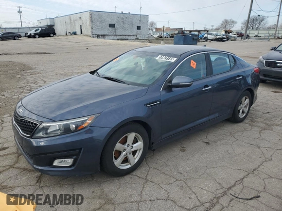 2015 Kia Optima LX with VIN KNAGM4A77F5593841, listed as a Copart auction lot 51691115 with 104,757 mi miles and Clean Title. Bid and sale history available at carsss.com. Image 1.