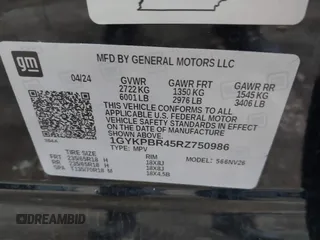 2024 Cadillac XT6 AWD Luxury with VIN 1GYKPBR45RZ750986, listed as a IAAI auction lot 42605419 with 50,929 mi miles and . Bid and sale history available at DreamBid. Image 9.