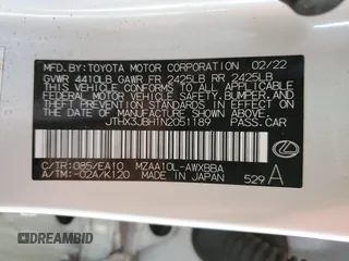 2022 Lexus UX with VIN JTHX3JBH1N2051189, listed as a Copart auction lot 49733245 with 33,265 mi miles and Salvage Title. Bid and sale history available at carsss.com. Image 13.