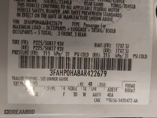 2010 Ford Fusion SE with VIN 3FAHP0HA8AR422679, listed as a IAAI auction lot 41891575 with 188,381 mi miles. Bid and sale history available at carsss.com. Image 9.