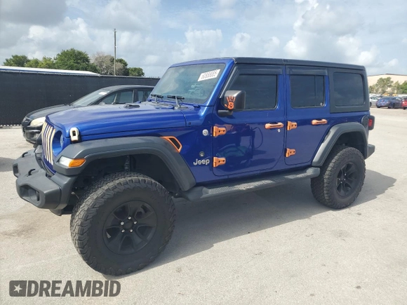 2020 Jeep Wrangler Unlimited Sport S with VIN 1C4HJXDG5LW174535, listed as a Copart auction lot 60888885 with 64,824 mi miles and Salvage title. Bid and sale history available at DreamBid. Image 1.