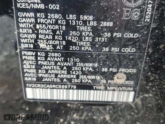 2024 Volkswagen Atlas Peak Edition SE z VIN 1V2CR2CA5RC599779, wystawiony jako Copart lot #49791115 z przebiegiem 25 580 mil mil oraz Szkoda całkowita • Salvage title. Historia ofert i sprzedaży dostępna na DreamBid. Obrazek 13.