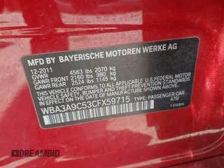2012 BMW 3 Series 335i с VIN WBA3A9C53CFX59715, выставлен на аукционе IAAI как лот 42316918 с пробегом 139 483 миль миль и . История ставок и продаж доступна на DreamBid. Изображение 9.