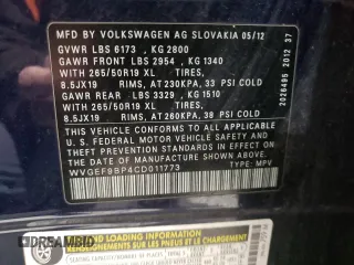 2012 Volkswagen Touareg Exec with VIN WVGEF9BP4CD011773, listed as a Copart auction lot 82461264 with 230,231 mi miles and Clean Title. Bid and sale history available at DreamBid. Image 13.