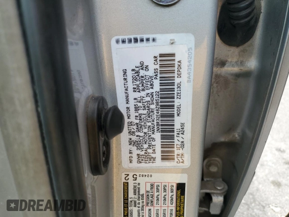 2008 Toyota Corolla CE with VIN 1NXBR32E48Z985122, listed as a Copart auction lot 52348555 with 71,860 mi miles and Salvage Title. Bid and sale history available at DreamBid. Image 14.