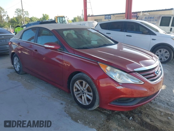 2014 Hyundai Sonata GLS with VIN 5NPEB4AC0EH824476, listed as a IAAI auction lot 42126702 with 117,386 mi miles and . Bid and sale history available at carsss.com. Image 1.