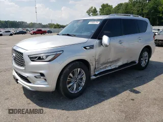 2020 Infiniti QX80 LUXE with VIN JN8AZ2NE7L9255159, listed as a Copart auction lot 61895724 with 113,974 mi miles and Salvage Title. Bid and sale history available at carsss.com. Image 1.