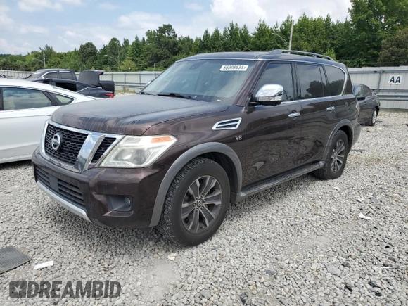2017 Nissan Armada SV with VIN JN8AY2ND2H9005734, listed as a Copart auction lot 66309634 with 112,585 mi miles and Salvage Title. Bid and sale history available at carsss.com. Image 1.