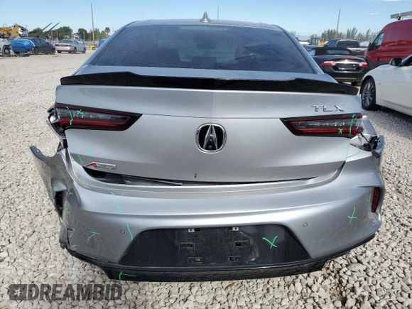 2021 Acura TLX w/A-Spec Package with VIN 19UUB5F54MA012441, listed as a Copart auction lot 86697494 with 40,859 mi miles and Salvage Title. Bid and sale history available at carsss.com. Image 6.