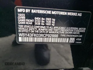 2024 BMW i5 M60 z VIN WBY43FK03RCP92888, wystawiony jako Copart lot #76619994 z przebiegiem 10 829 mil mil oraz Szkody całkowita. Historia ofert i sprzedaży dostępna na DreamBid. Obrazek 12.