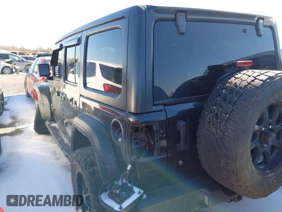 2018 Jeep Wrangler Unlimited Sport z VIN 1C4HJXDN9JW231587, wystawiony jako IAAI lot #41564880 z przebiegiem 129 003 mil mil oraz . Historia ofert i sprzedaży dostępna na DreamBid. Obrazek 3.