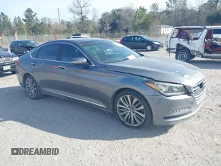 2015 Hyundai Genesis 5.0L with VIN KMHGN4JF5FU016220, listed as a IAAI auction lot 41686324 with 64,551 mi miles. Bid and sale history available at carsss.com. Image 1.