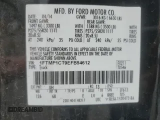 2014 Ford F-150 XL с VIN 1FTMF1CT9EFB54612, выставлен на аукционе Copart как лот 43210385 с пробегом 116 719 миль миль и Списание • Salvage title. История ставок и продаж доступна на DreamBid. Изображение 14.