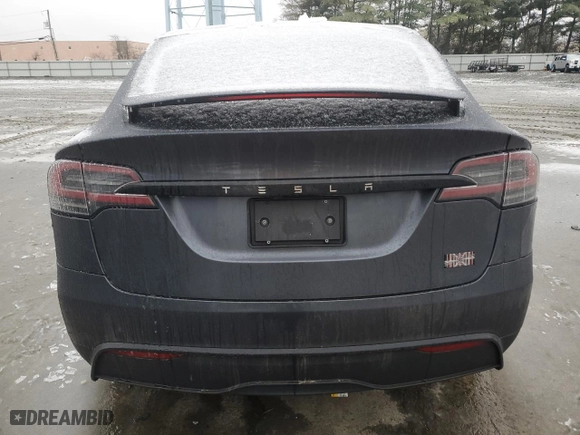 2023 Tesla Model X Plaid with VIN 7SAXCBE63PF383509, listed as a Copart auction lot 43636985 with NaN miles and Salvage Title. Bid and sale history available at carsss.com. Image 6.