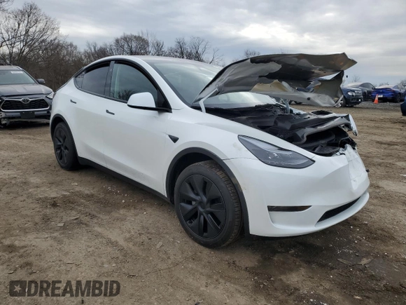 2025 Tesla Model Y Long Range with VIN 7SAYGDED1SF248427, listed as a Copart auction lot 43988825 with 1,891 mi miles and Salvage Title. Bid and sale history available at DreamBid. Image 4.
