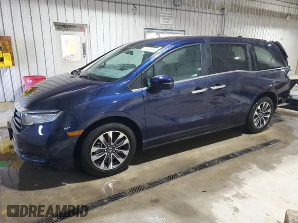 2023 Honda Odyssey EX-L with VIN 5FNRL6H68PB076152, listed as a Copart auction lot 47424605 with 14,742 mi miles and Salvage Title. Bid and sale history available at carsss.com. Image 1.