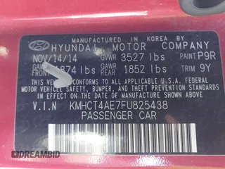 2015 Hyundai Accent GLS with VIN KMHCT4AE7FU825438, listed as a IAAI auction lot 41392005 with 111,913 mi miles and . Bid and sale history available at carsss.com. Image 9.