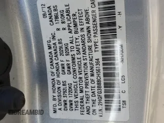 2012 Honda Civic Cpe EX with VIN 2HGFG3B88CH561364, listed as a Copart auction lot 72280644 with 233,427 mi miles and Salvage Title. Bid and sale history available at carsss.com. Image 14.