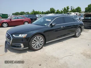 2019 Audi A8 with VIN WAU8DAF82KN020487, listed as a Copart auction lot 60214005 with 75,895 mi miles and Salvage title. Bid and sale history available at DreamBid. Image 1.
