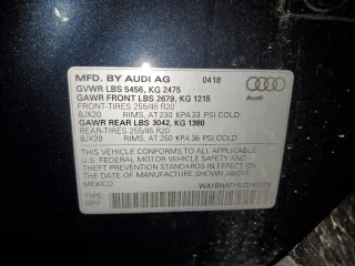 2018 Audi Q5 Premium Plus with VIN WA1BNAFY6J2163328, listed as a Copart auction lot 65366225 with 58,391 mi miles and Salvage title. Bid and sale history available at DreamBid. Image 14.