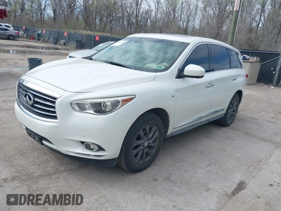 2014 Infiniti QX60 with VIN 5N1AL0MM3EC509798, listed as a IAAI auction lot 41887534 with 120,999 mi miles and . Bid and sale history available at DreamBid. Image 2.