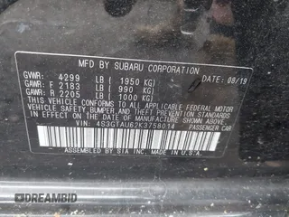 2019 Subaru Impreza Limited с VIN 4S3GTAU62K3758014, выставлен на аукционе IAAI как лот 42497537 с пробегом 58 495 миль миль и . История ставок и продаж доступна на DreamBid. Изображение 9.