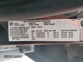 2009 Hummer H3 with VIN 5GNEN13L198138745, listed as a Copart auction lot 63202914 with 168,076 mi miles and Salvage Title. Bid and sale history available at DreamBid. Image 12.