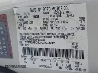 2010 Ford Explorer XLT with VIN 1FMEU6DE2AUA93242, listed as a IAAI auction lot 41343517 with 52,139 mi miles and . Bid and sale history available at DreamBid. Image 9.