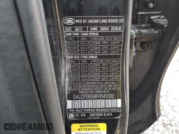 2015 Land Rover Discovery Sport SE with VIN SALCP2BG9FH543302, listed as a Copart auction lot 49555005 with 98,260 mi miles and Clean Title. Bid and sale history available at carsss.com. Image 13.