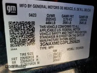 2023 Chevrolet Equinox RS with VIN 3GNAXMEG3PL250625, listed as a Copart auction lot 48932705 with 43,024 mi miles and Non repairable. Bid and sale history available at DreamBid. Image 14.