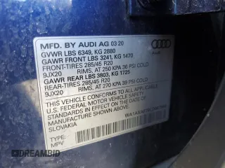 2020 Audi Q7 Premium with VIN WA1AXAF79LD007546, listed as a Copart auction lot 49956855 with 58,506 mi miles and Salvage title. Bid and sale history available at DreamBid. Image 13.