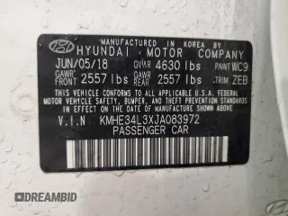 2018 Hyundai Sonata Hybrid Limited with VIN KMHE34L3XJA083972, listed as a Copart auction lot 82040614 with 124,717 mi miles and Salvage Title. Bid and sale history available at carsss.com. Image 12.