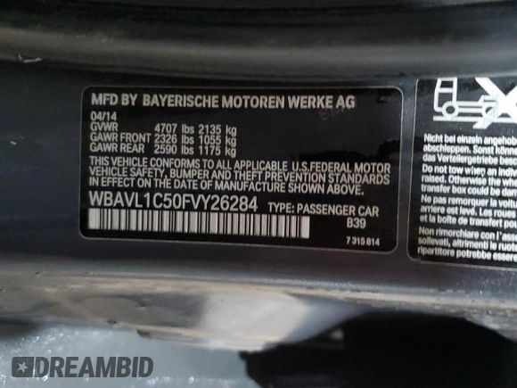 2015 BMW X1 xDrive28i with VIN WBAVL1C50FVY26284, listed as a Copart auction lot 49709155 with 120,138 mi miles and Salvage Title. Bid and sale history available at carsss.com. Image 13.
