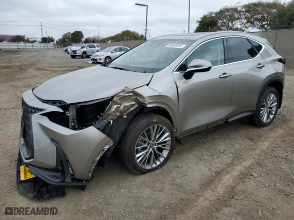 2025 Lexus NX with VIN 2T2GKCEZ6SC041433, listed as a Copart auction lot 43828265 with 1,343 mi miles and Salvage Title. Bid and sale history available at carsss.com. Image 1.