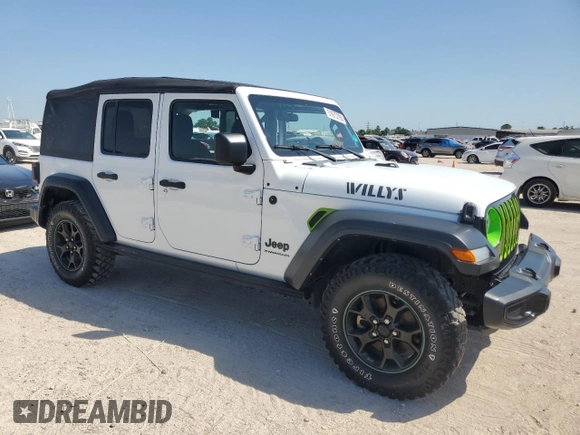 2023 Jeep Wrangler Willys with VIN 1C4HJXDN5PW510494, listed as a Copart auction lot 51673795 with 19,371 mi miles and Non Repairable. Bid and sale history available at DreamBid. Image 4.