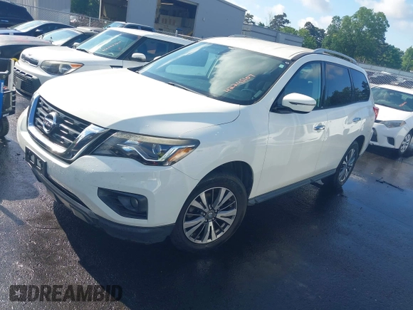 2017 Nissan Pathfinder SV with VIN 5N1DR2MM9HC615605, listed as a IAAI auction lot 42245107 with 112,536 mi miles and . Bid and sale history available at DreamBid. Image 2.