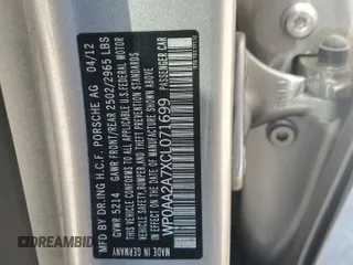 2012 Porsche Panamera with VIN WP0AA2A7XCL071699, listed as a Copart auction lot 52899295 with 100,680 mi miles and Clean Title. Bid and sale history available at DreamBid. Image 13.